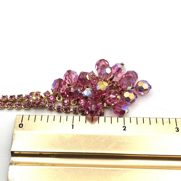 Juliana Delizza Elster Necklace Pink Cha Cha Rhinestone Crystal Cluster Necklace - Picture 8 of 9